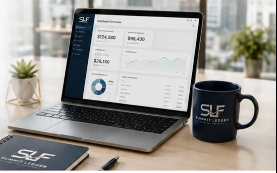 Financial services laptop dashboard