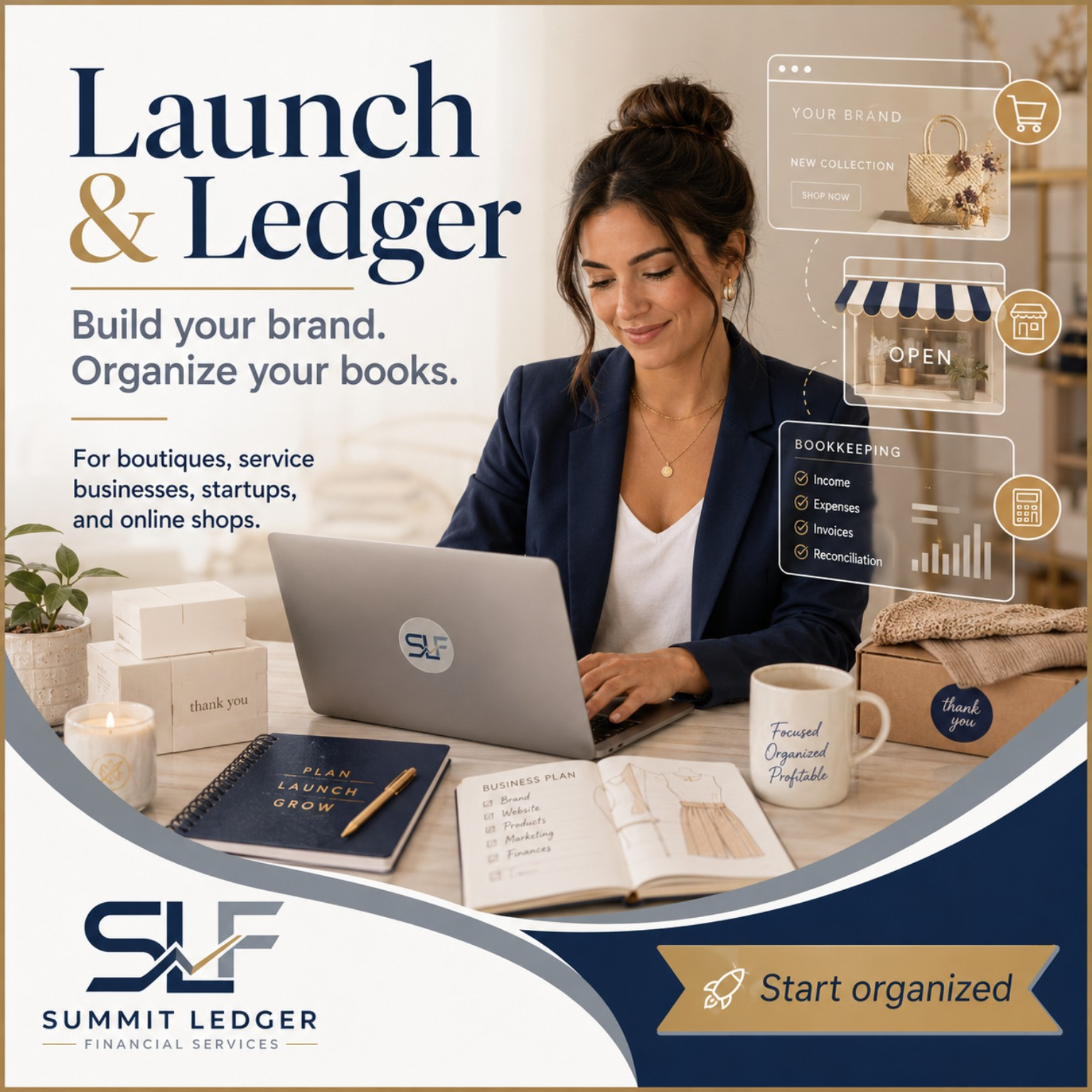 Launch and Ledger business setup visual