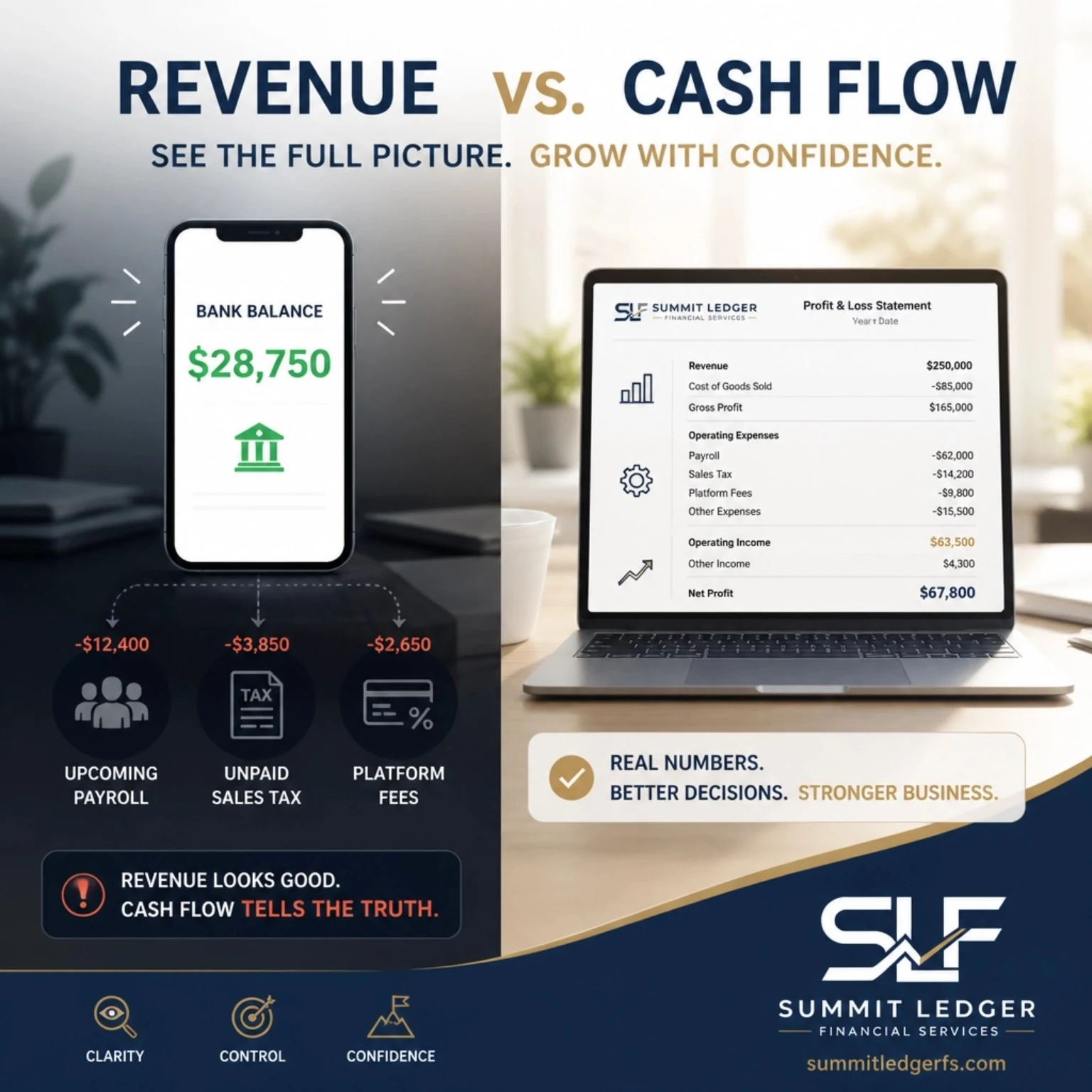 Revenue versus cash flow visual